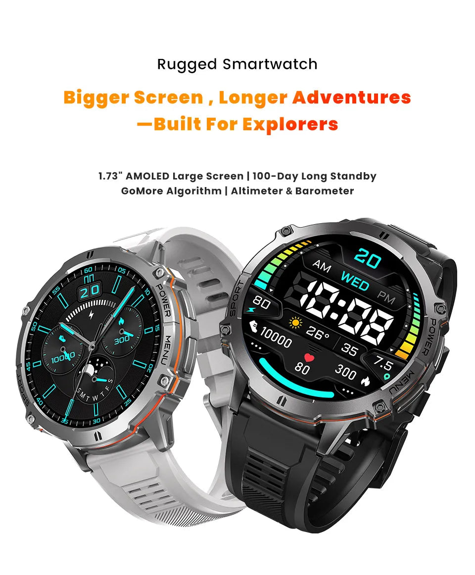 T-Rex 3 Military Grade 1000mAh Battery Smart Watch 10ATM Waterproof GPS.