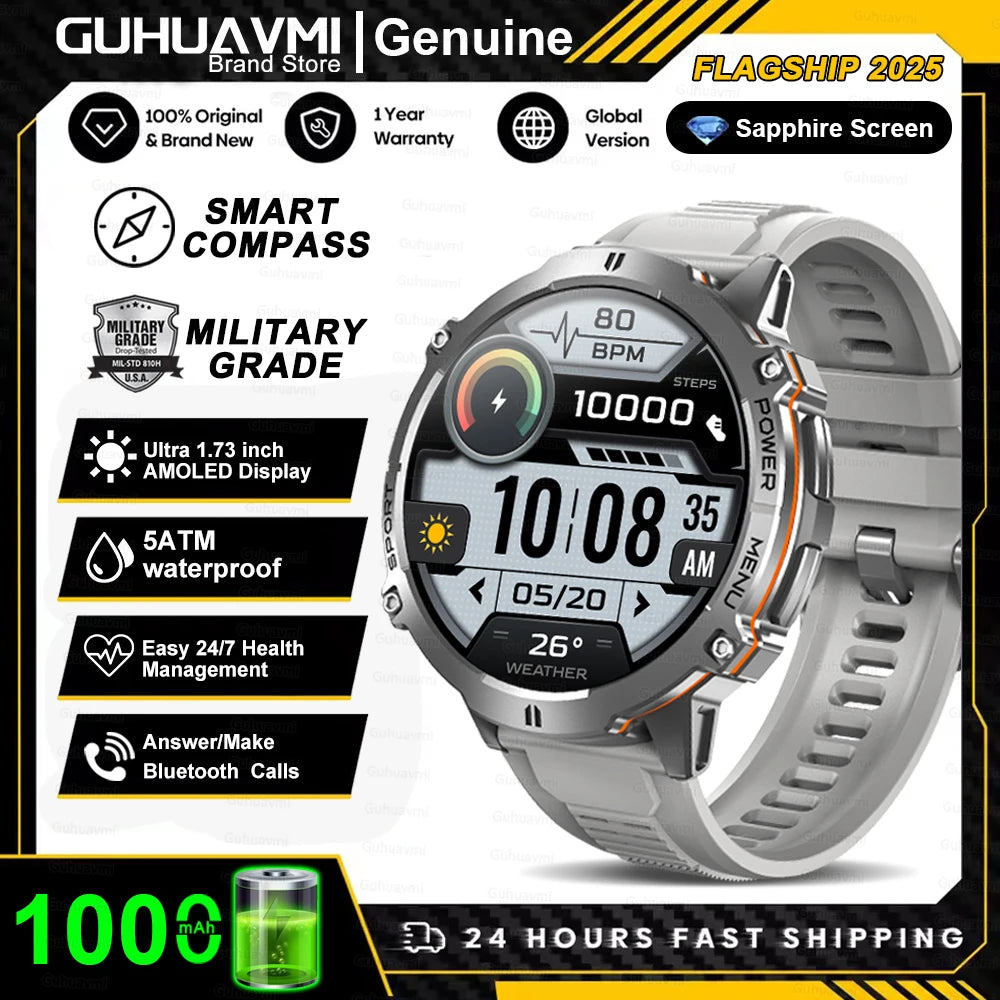 T-Rex 3 Military Grade 1000mAh Battery Smart Watch 10ATM Waterproof GPS.