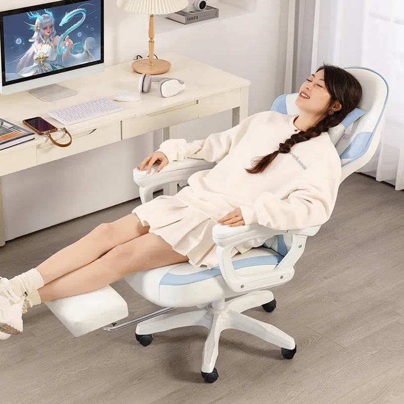 Ergonomic Gaming Chair Gamer Chairs with Lumbar Cushion  Headrest, Height-Adjustable Computer Office Chair for Girls, Boys