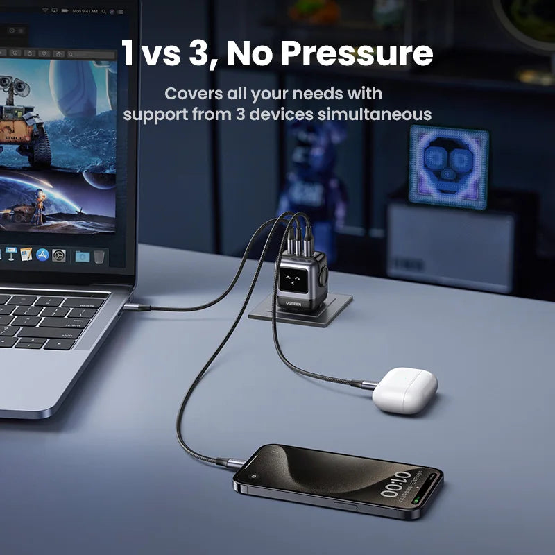 UGREEN 65W GaN Charger Uno Robot Design PD Fast Charger PPS PD3.0 for iPhone 17 16 15 Fast Charge for Xiaomi Laptop Macbook Pro