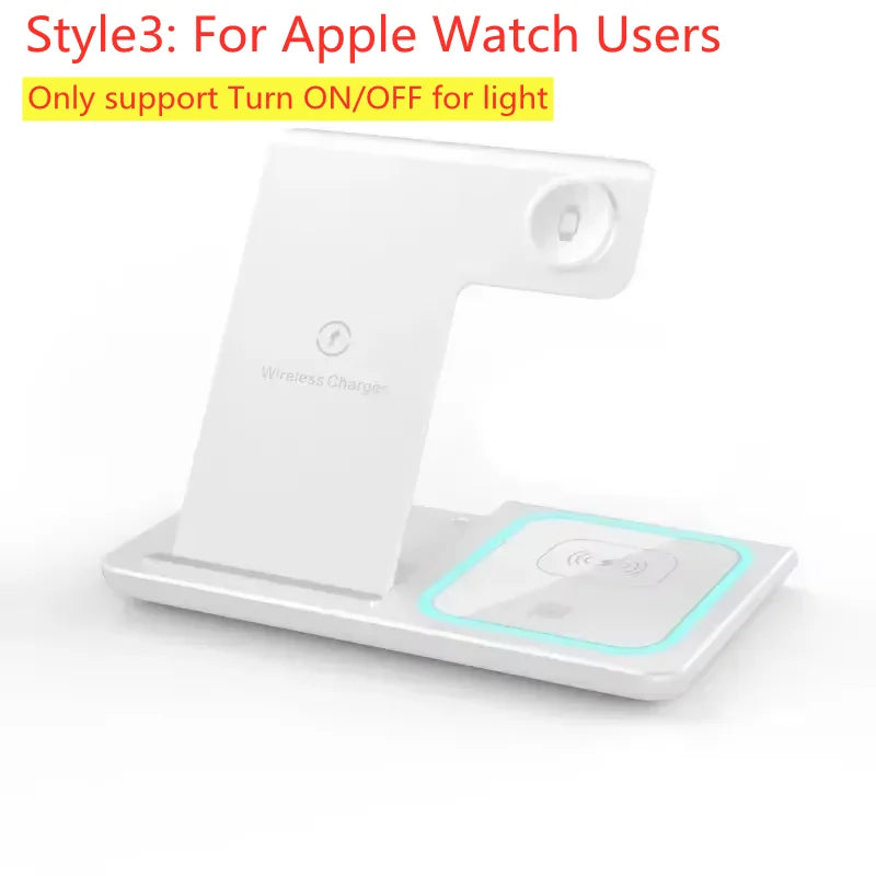 300W Foldable 3 In 1 Wireless Charger Stand Pad Desktop Fast Charging Station For iPhone 16 15 14 13 Samsung Apple Watch Airpods