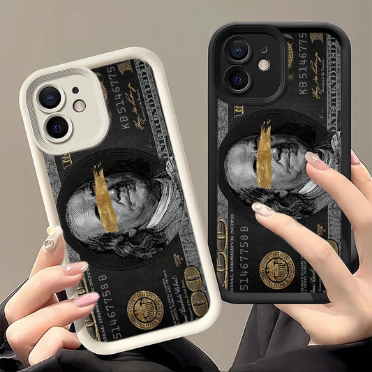 Black dollars Full-Coverage Banknote Design Silicone Case For iPhone 16 15 14 13 12 11 ProMax XSMax XR 7 8 Plus Shockproof Cover