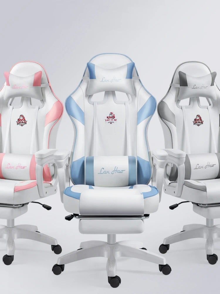 Ergonomic Gaming Chair Gamer Chairs with Lumbar Cushion  Headrest, Height-Adjustable Computer Office Chair for Girls, Boys