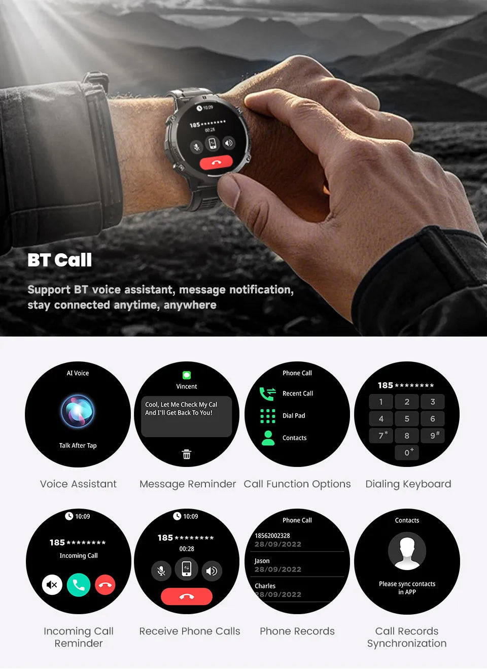 T-Rex 3 Military Grade 1000mAh Battery Smart Watch 10ATM Waterproof GPS.
