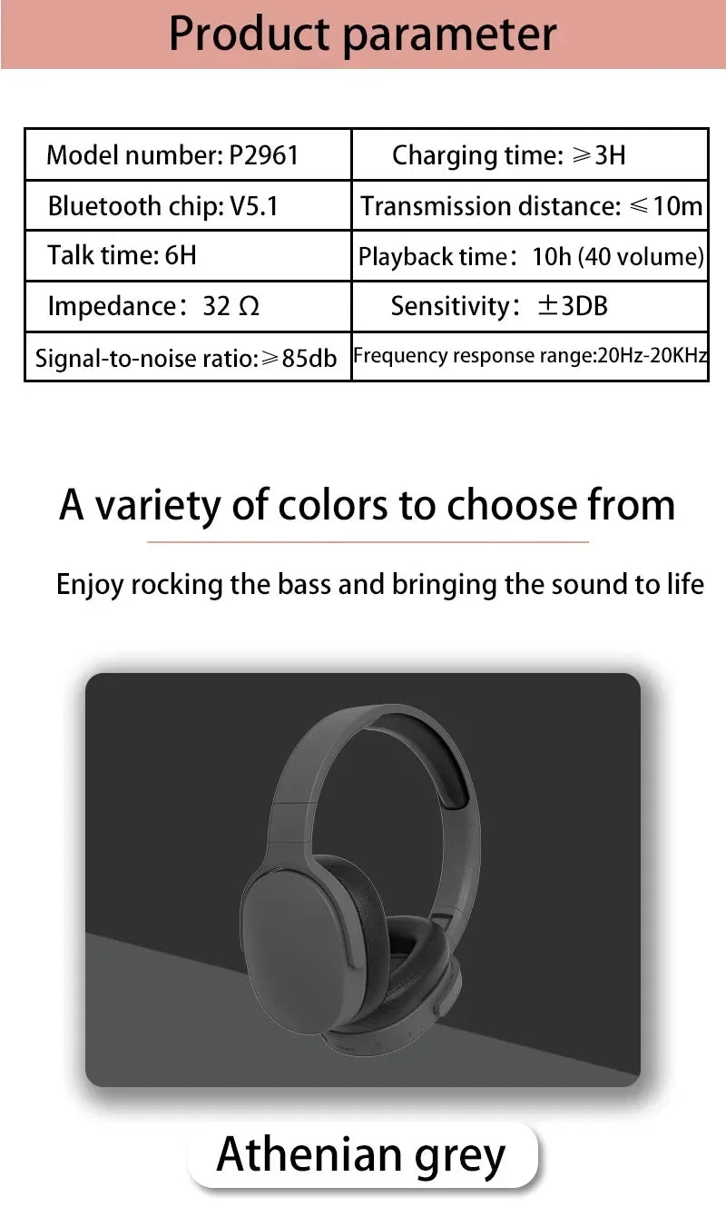 Xiaomi P2961 Wireless Headphones Bluetooth 5.3 Foldable 9D HIFI Stereo Sound Headset Long Battery Life Heavy Bass Earphone