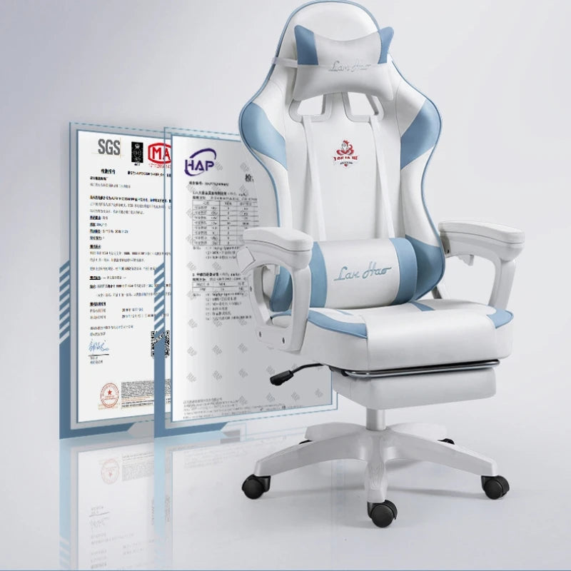 Ergonomic Gaming Chair Gamer Chairs with Lumbar Cushion  Headrest, Height-Adjustable Computer Office Chair for Girls, Boys