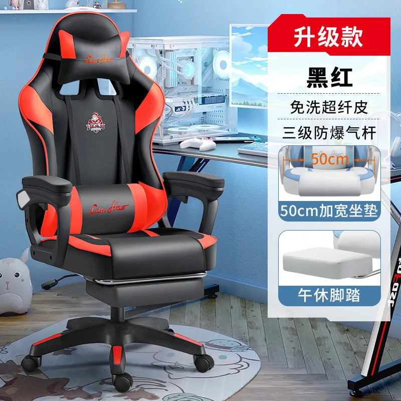 Ergonomic Gaming Chair Gamer Chairs with Lumbar Cushion  Headrest, Height-Adjustable Computer Office Chair for Girls, Boys
