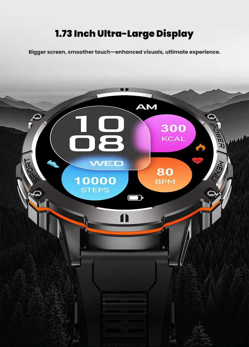 T-Rex 3 Military Grade 1000mAh Battery Smart Watch 10ATM Waterproof GPS.