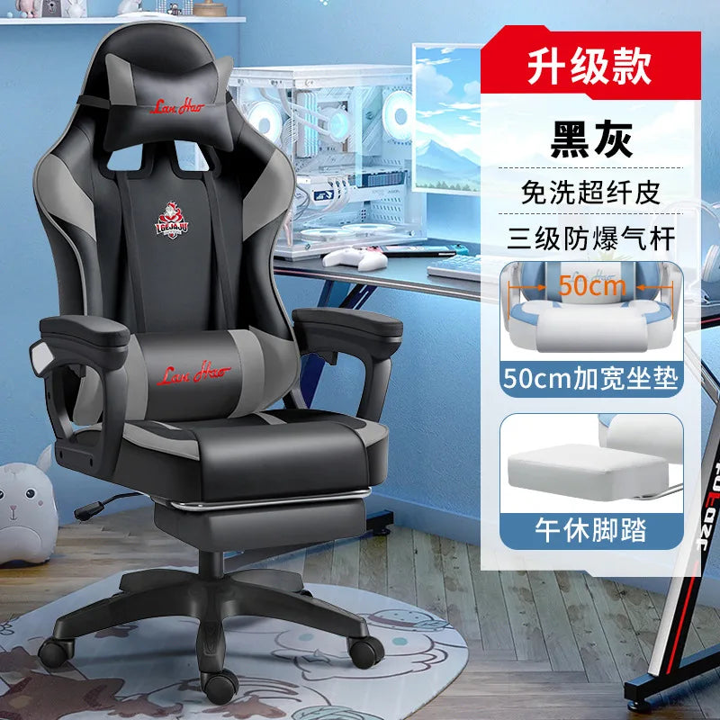 Ergonomic Gaming Chair Gamer Chairs with Lumbar Cushion  Headrest, Height-Adjustable Computer Office Chair for Girls, Boys