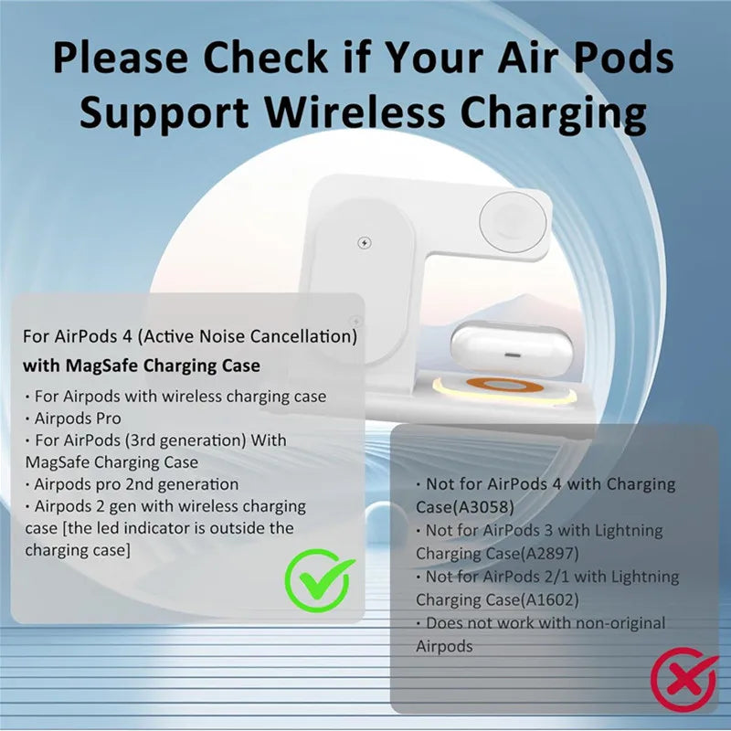 300W Foldable 3 In 1 Wireless Charger Stand Pad Desktop Fast Charging Station For iPhone 16 15 14 13 Samsung Apple Watch Airpods