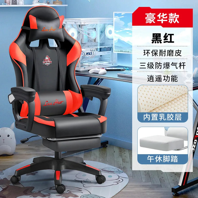 Ergonomic Gaming Chair Gamer Chairs with Lumbar Cushion  Headrest, Height-Adjustable Computer Office Chair for Girls, Boys